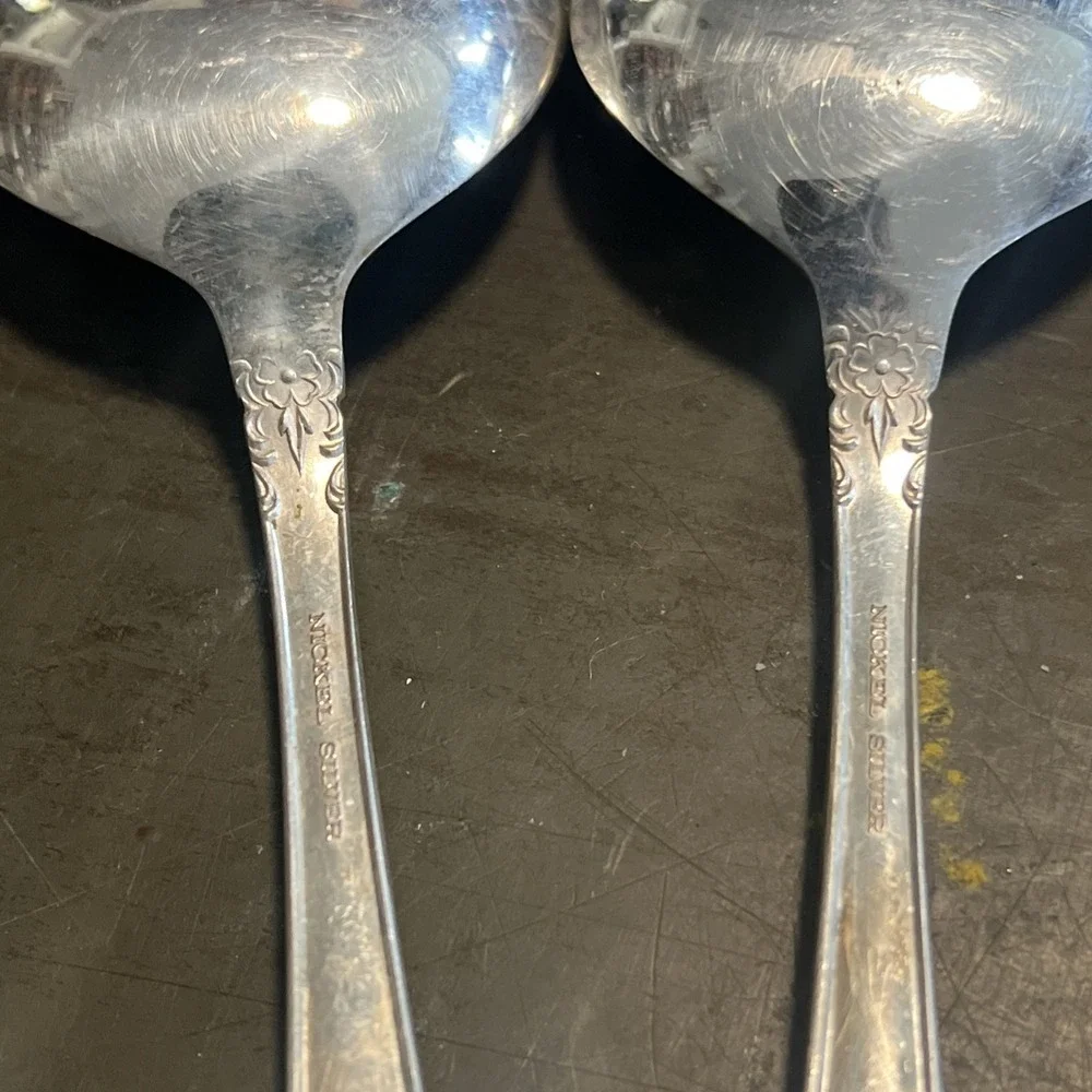 Vintage Nickel Silver Soup Spoons – Set of 11 – 5 Sealed ELDAN